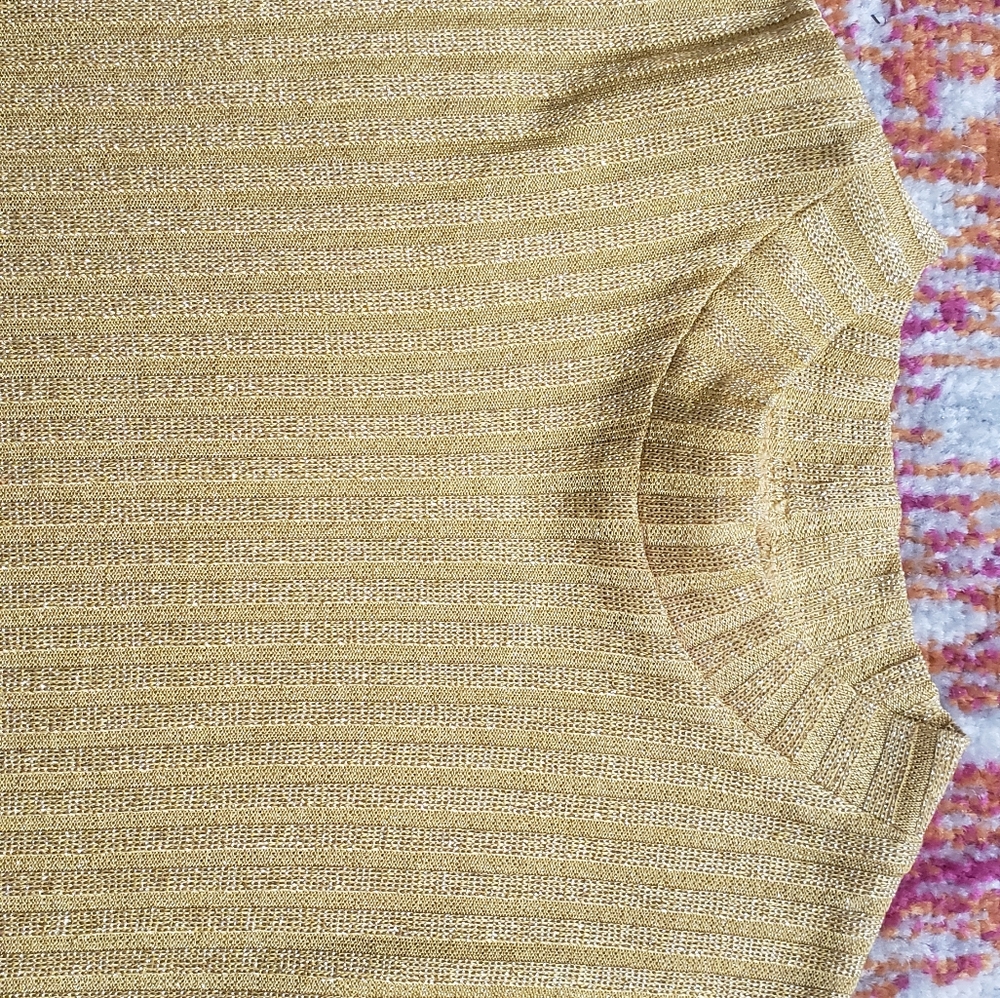 Vintage Gold Yellow Ribbed Turtle Neck Tank Small - Picture 3 of 4
